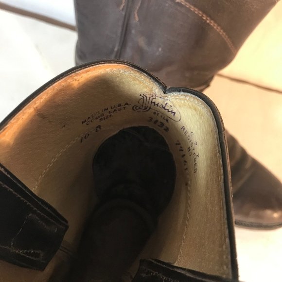 Justin Boots 3132 Roper Cowboy Brown Leather Western Sz 10 B EUC Southwestern - Picture 4 of 9